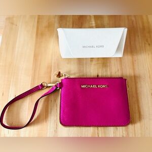 Michael Kors Fuchsia/Gold Wristlet & Eyewear Case